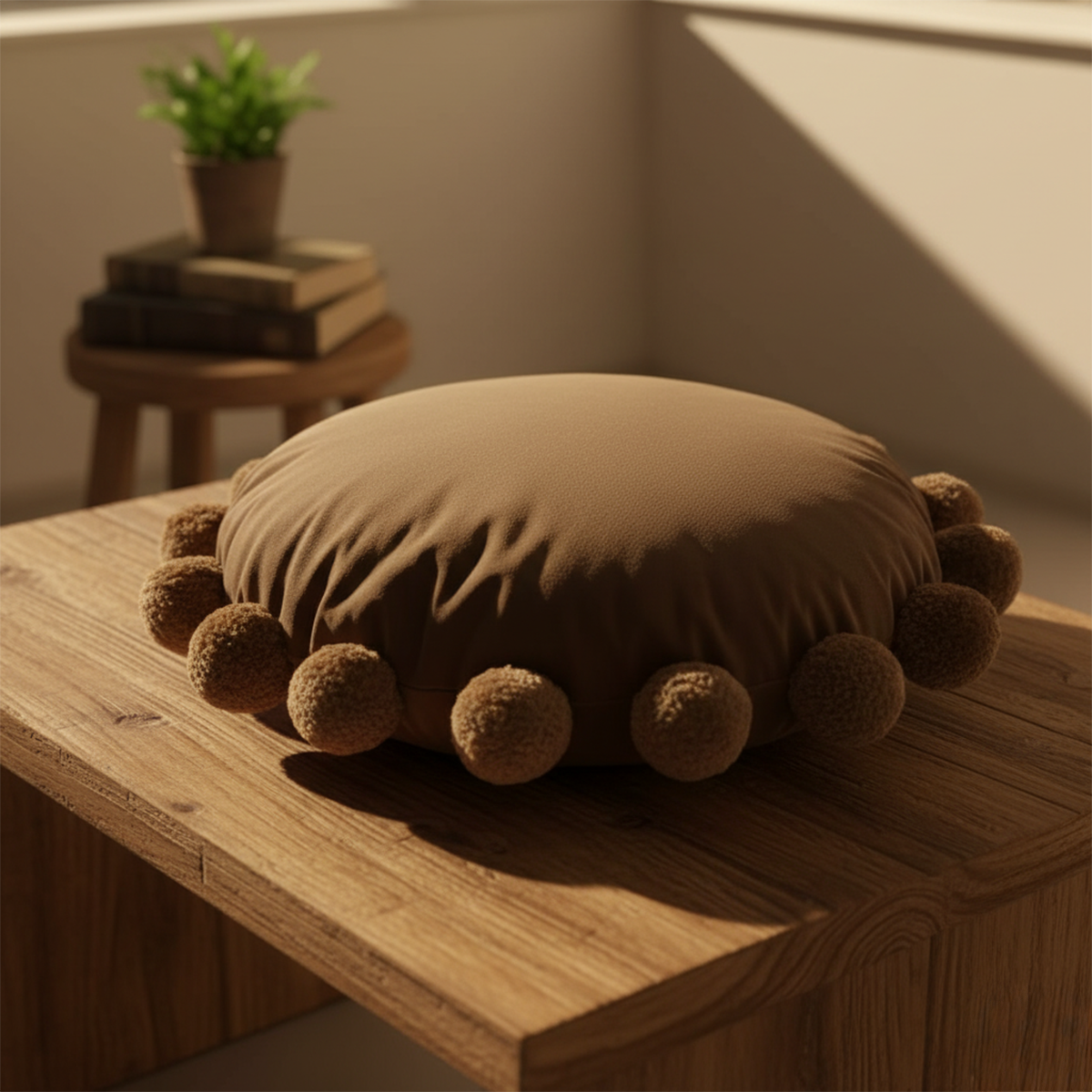 Snug Pom Pom Round Cushion