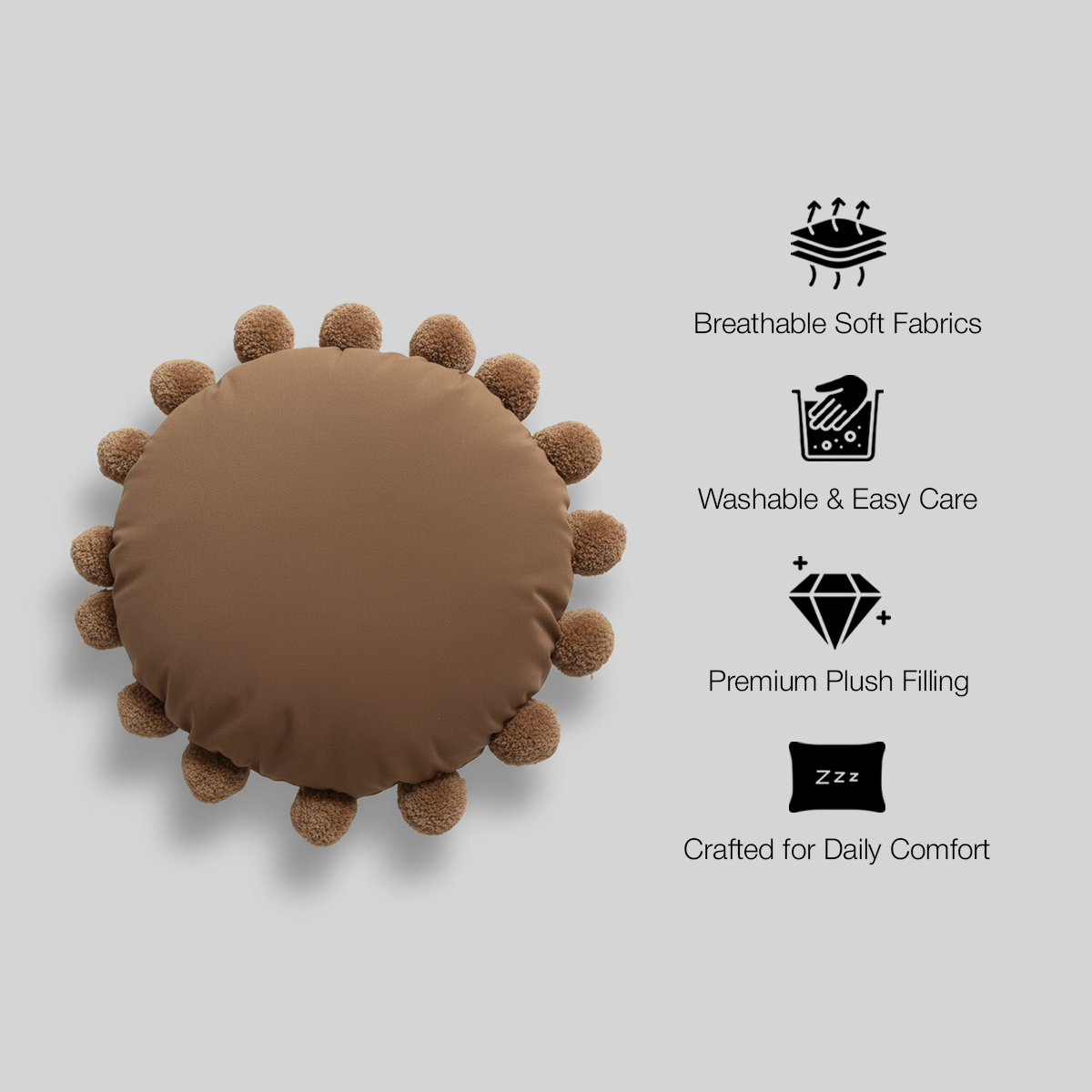 Snug Pom Pom Round Cushion