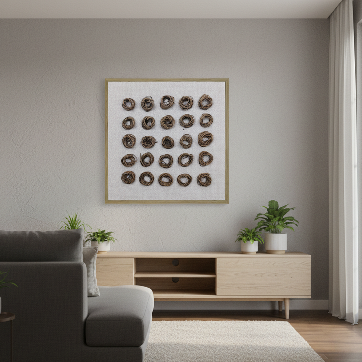 Woven Grid Handmade 3D Textured Wall Painting