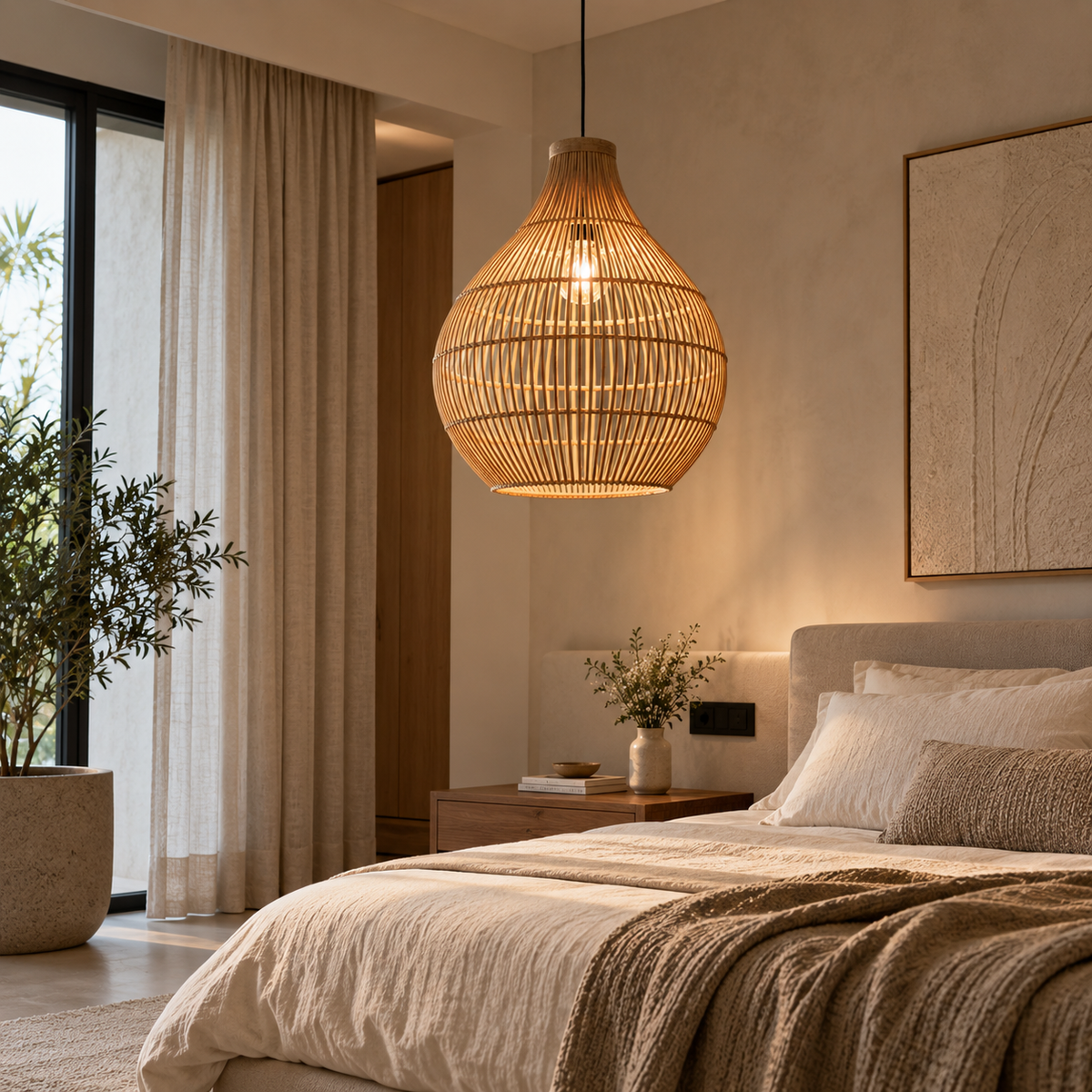 Teardrop Bamboo Pendant Light