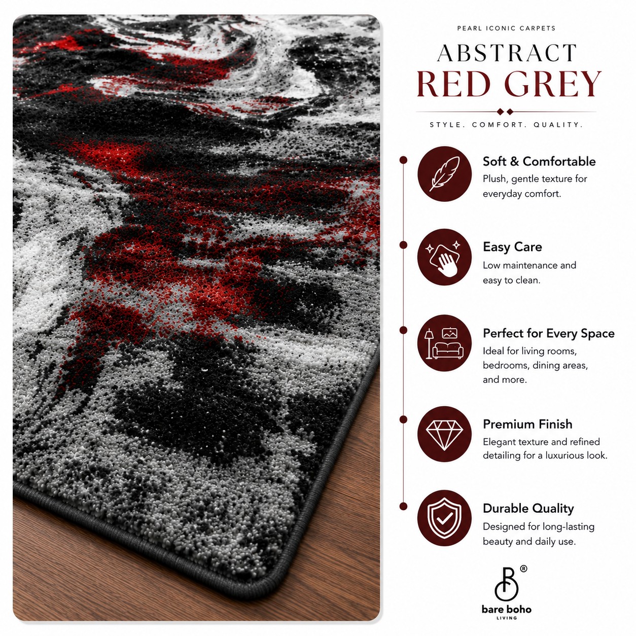 Scarlet Stone Abstract Rug
