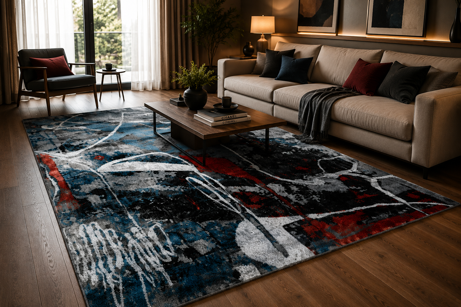 Nocturne Canvas Abstract Rug