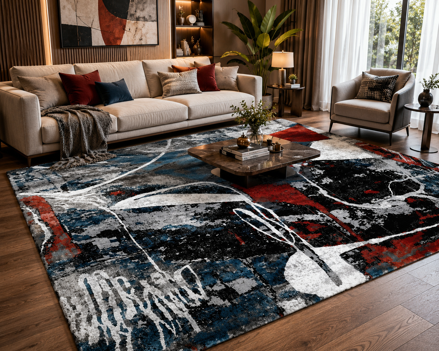 Nocturne Canvas Abstract Rug