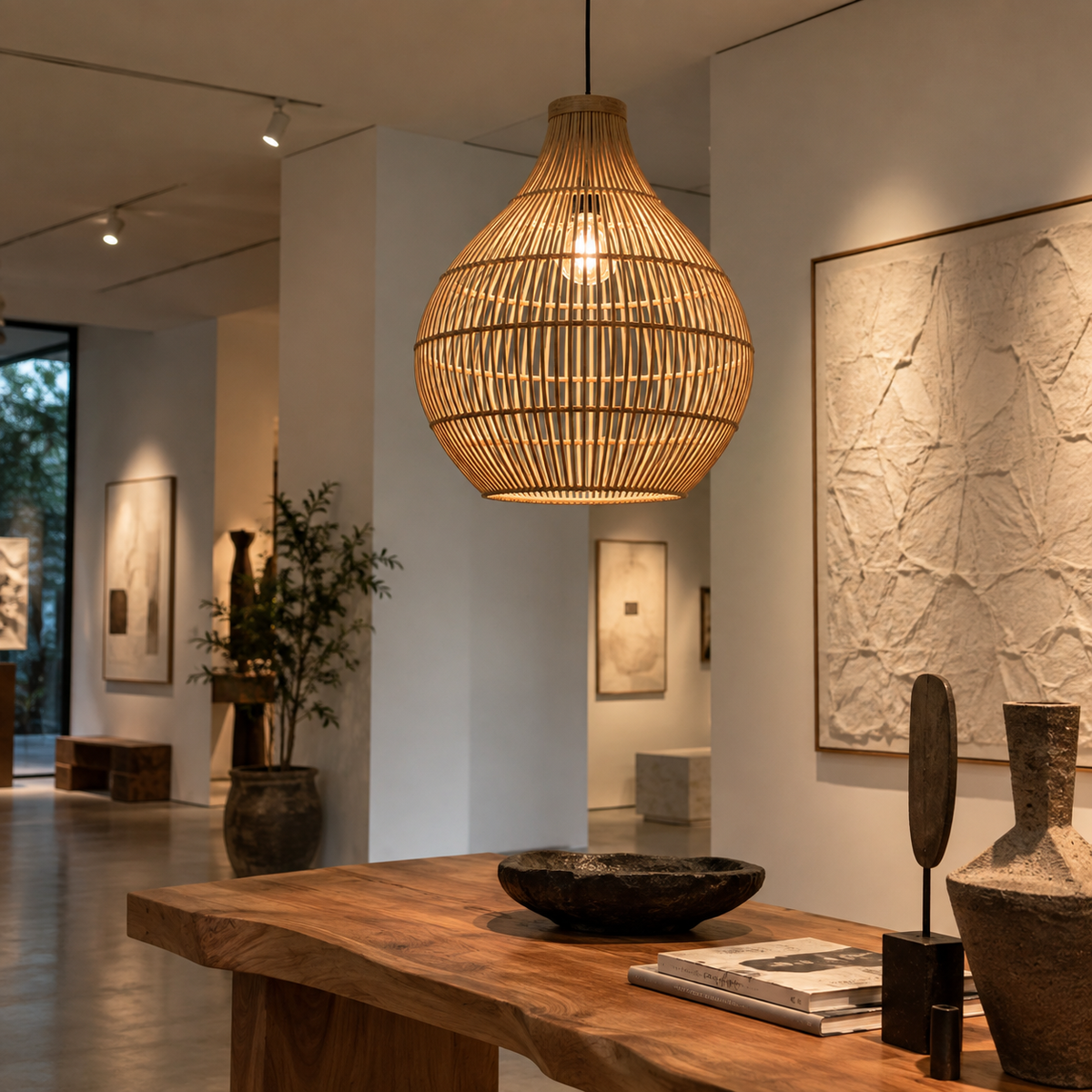 Teardrop Bamboo Pendant Light
