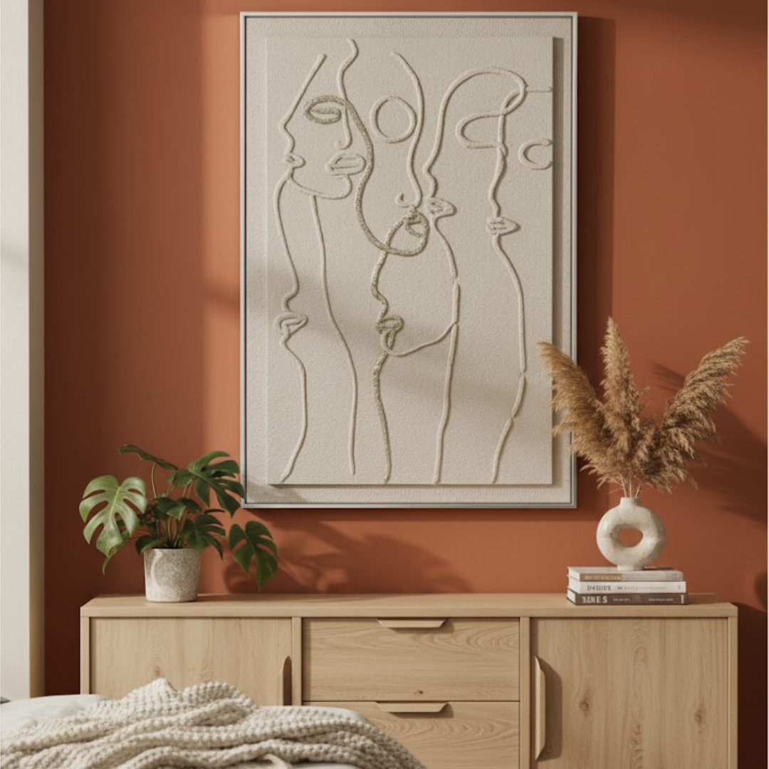 Golden Echoes: Handmade 3D Textured Wall Painting