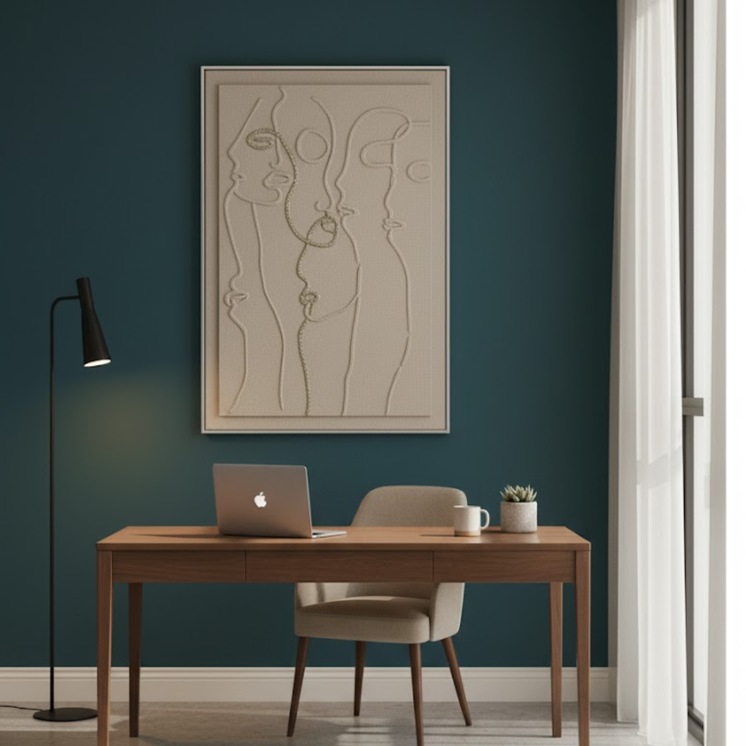 Golden Echoes: Handmade 3D Textured Wall Painting