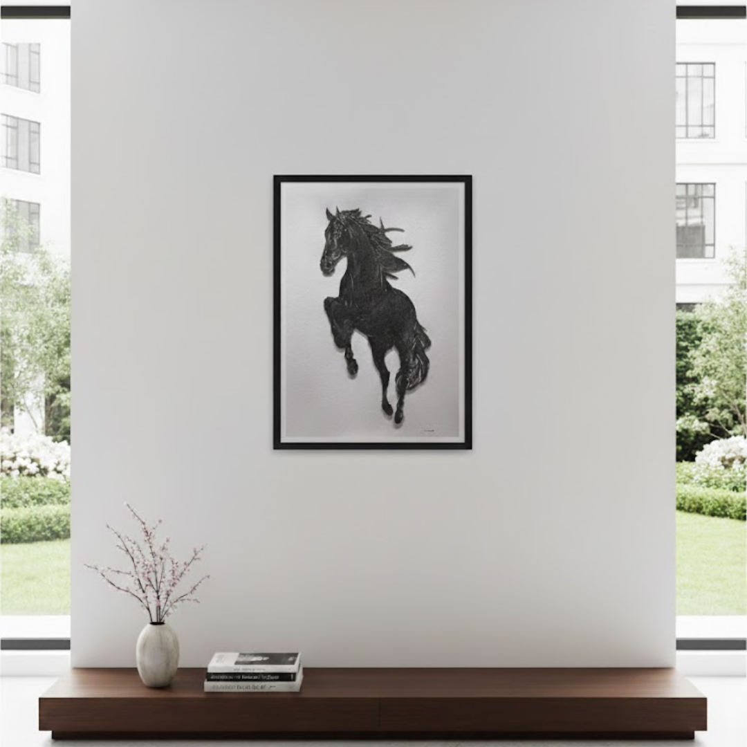 Majestic Horse Handmade 3D Textured Wall Painting