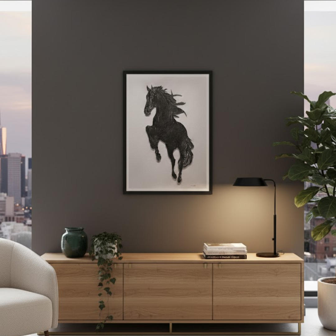 Majestic Horse Handmade 3D Textured Wall Painting