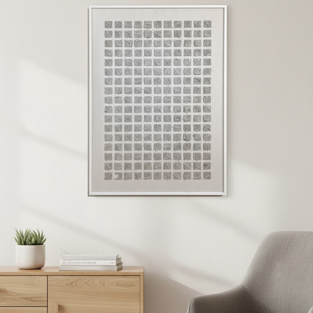 The 10x10 Grid Handmade Textured Wall Painting
