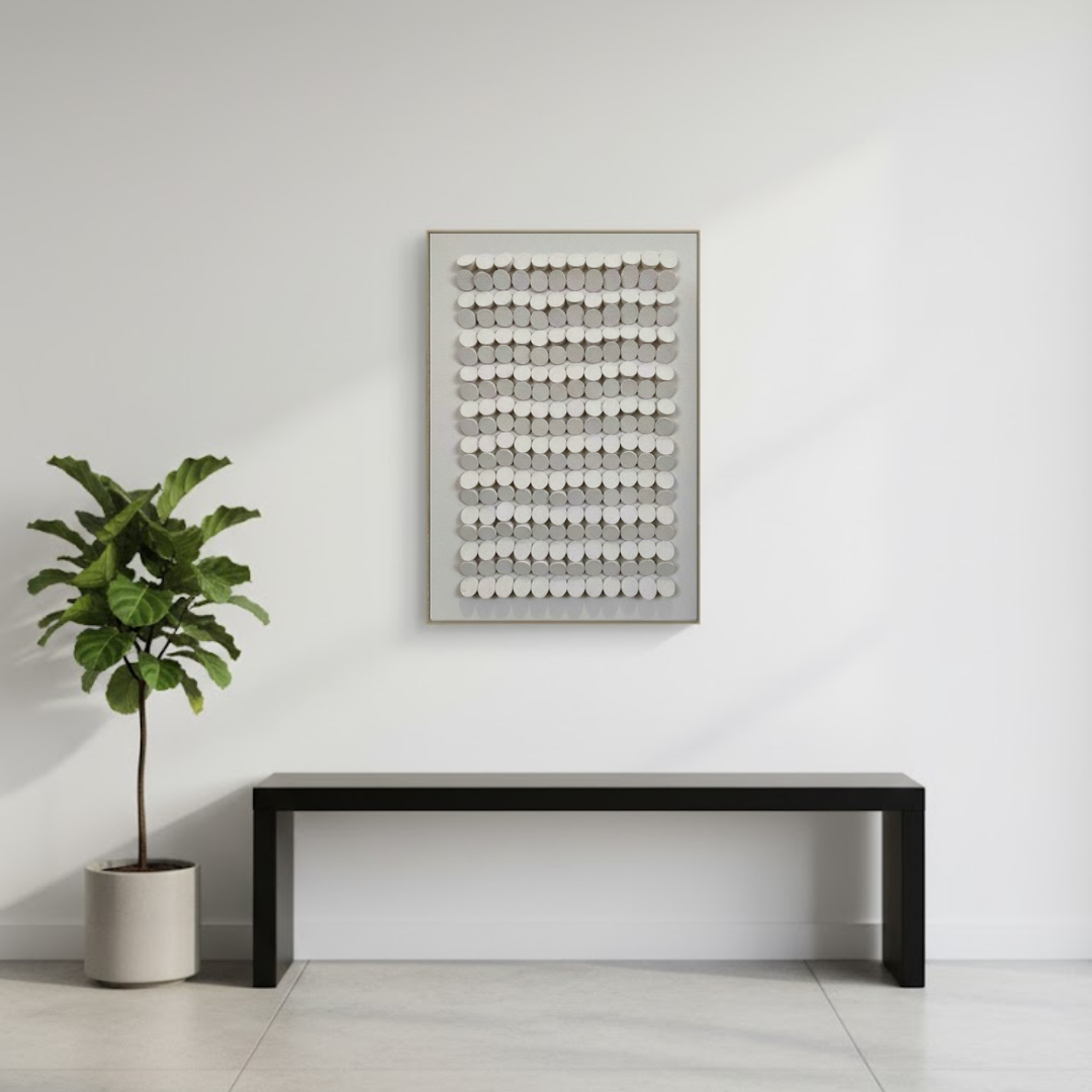 Zen Grid Handmade 3D Textured Wall Painting