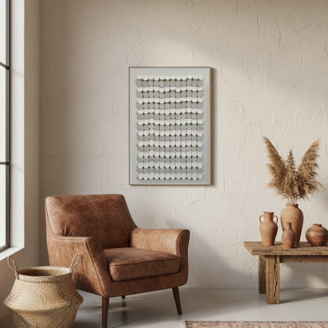 Zen Grid Handmade 3D Textured Wall Painting