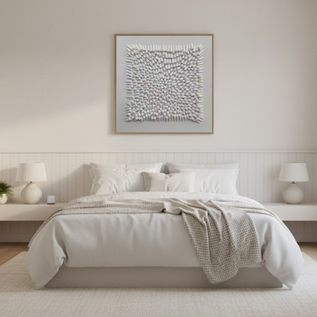 Lunar Veil Handmade 3D Textured Wall Painting
