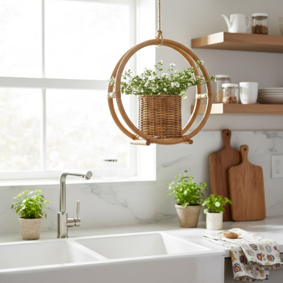 Weave Hanging Cane Planter