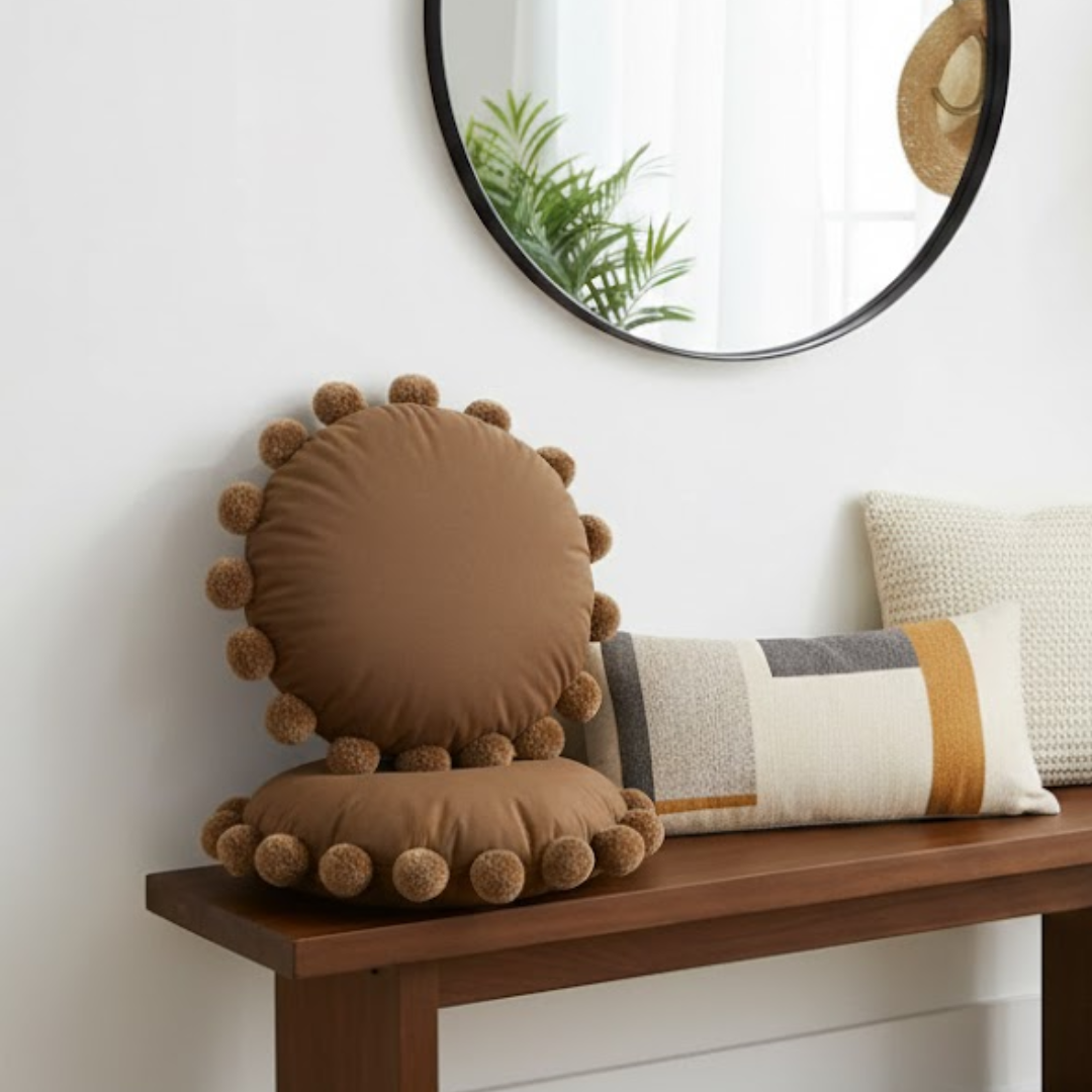 Snug Pom Pom Round Cushion