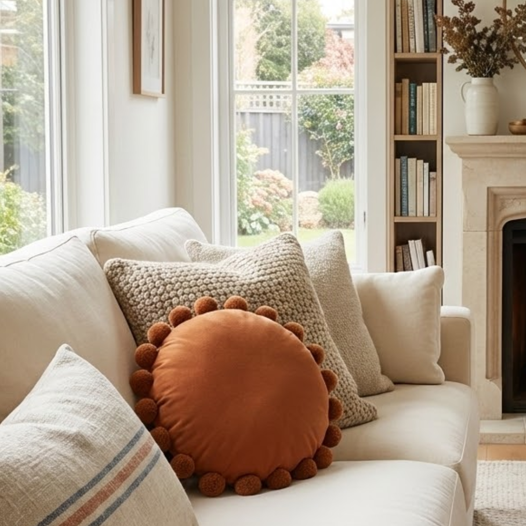 Snug Pom Pom Round Cushion