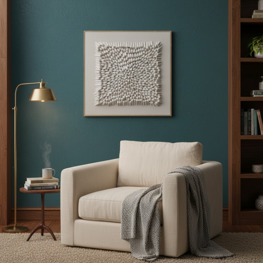 Lunar Veil Handmade 3D Textured Wall Painting