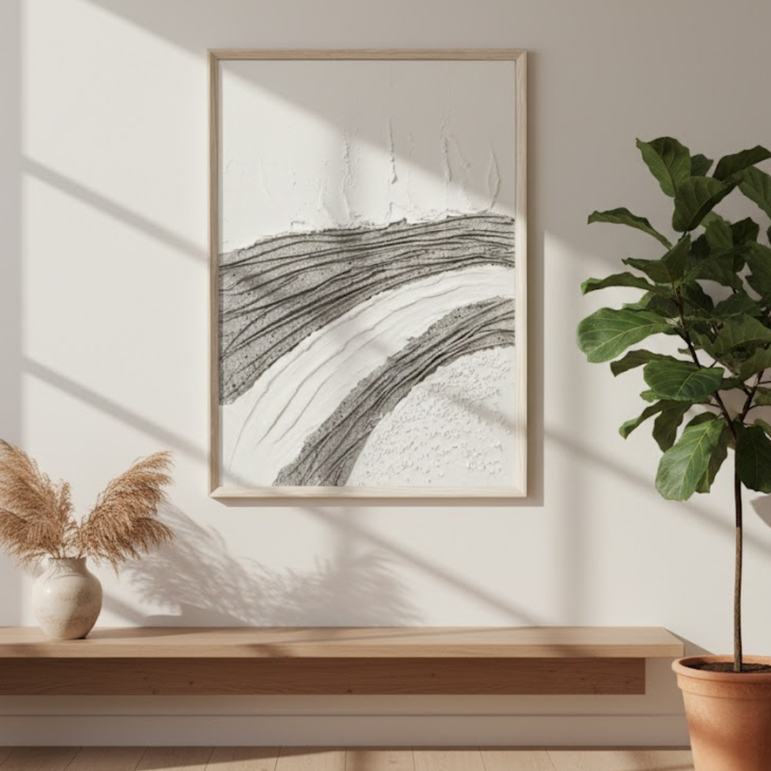 Tranquil Currents Handmade 3D Textured River Wall Painting