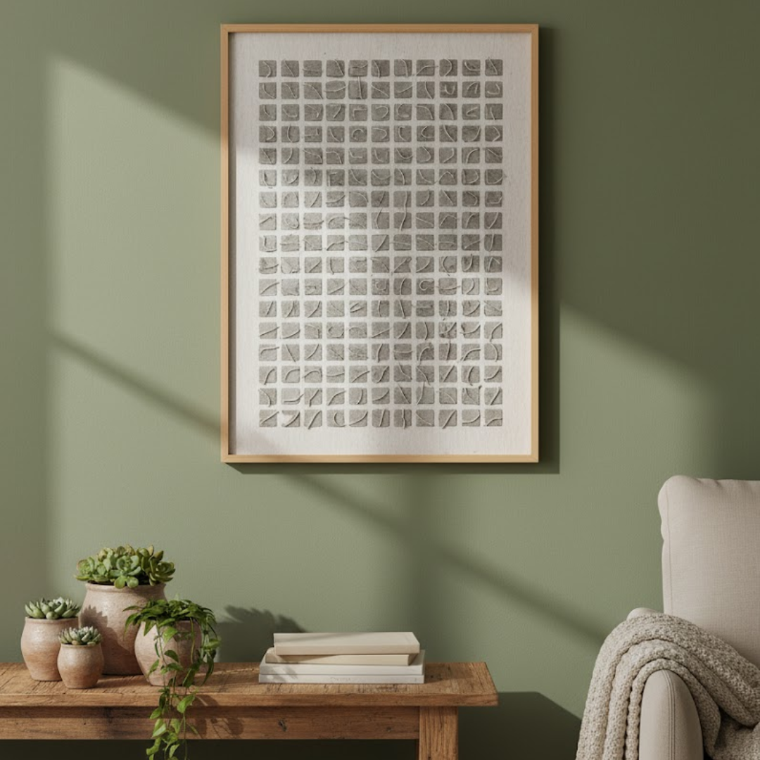 The 10x10 Grid Handmade Textured Wall Painting