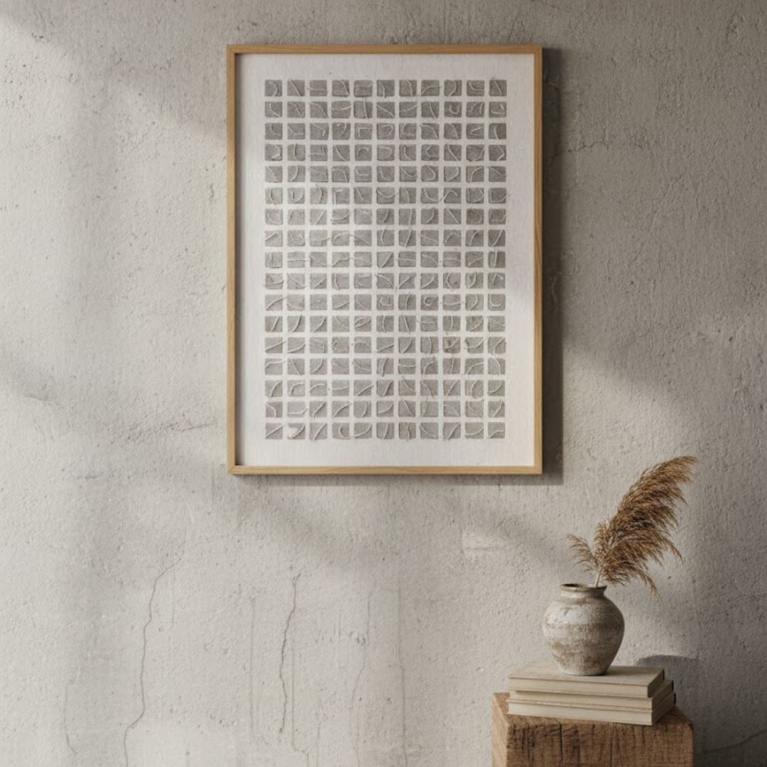 The 10x10 Grid Handmade Textured Wall Painting