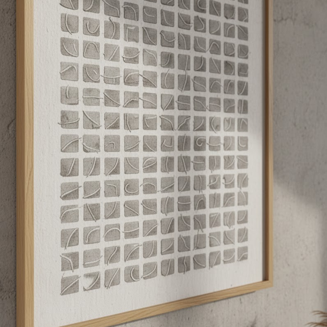 The 10x10 Grid Handmade Textured Wall Painting
