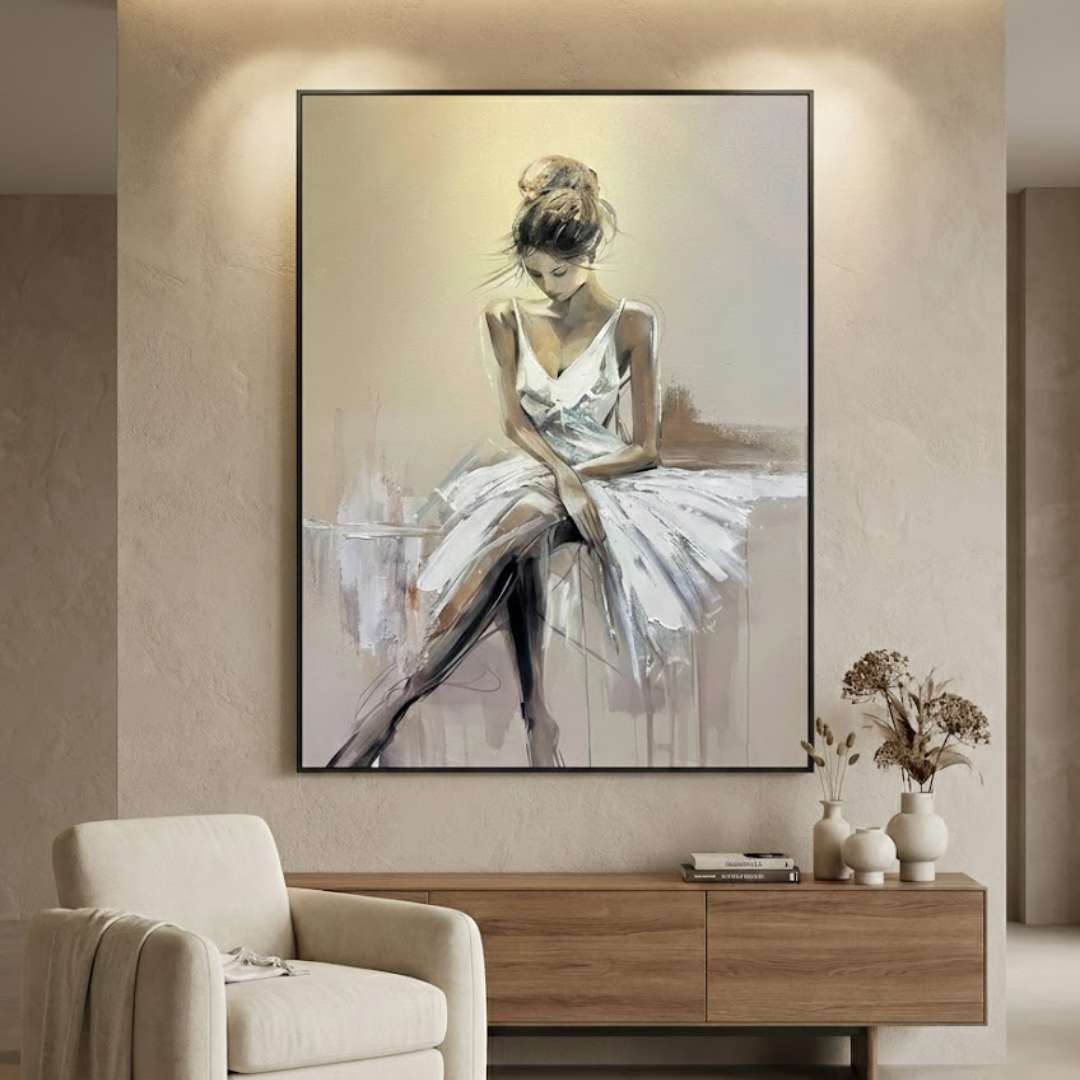 Elan Noire Ballerina Handmade Textured Wall Painting