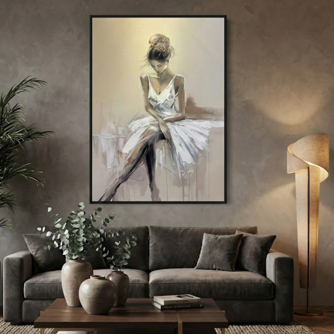 Elan Noire Ballerina Handmade Textured Wall Painting