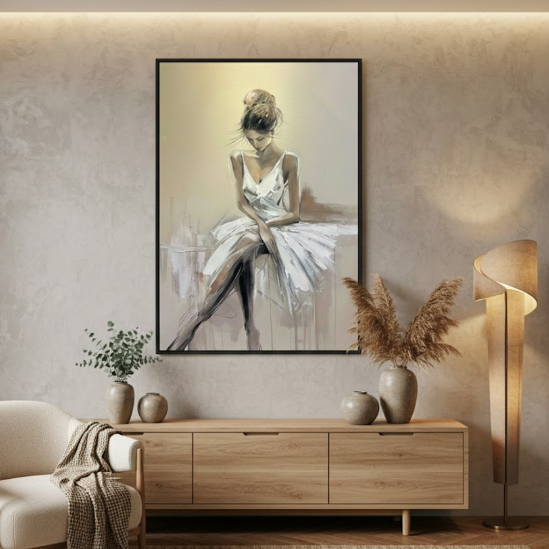 Elan Noire Ballerina Handmade Textured Wall Painting