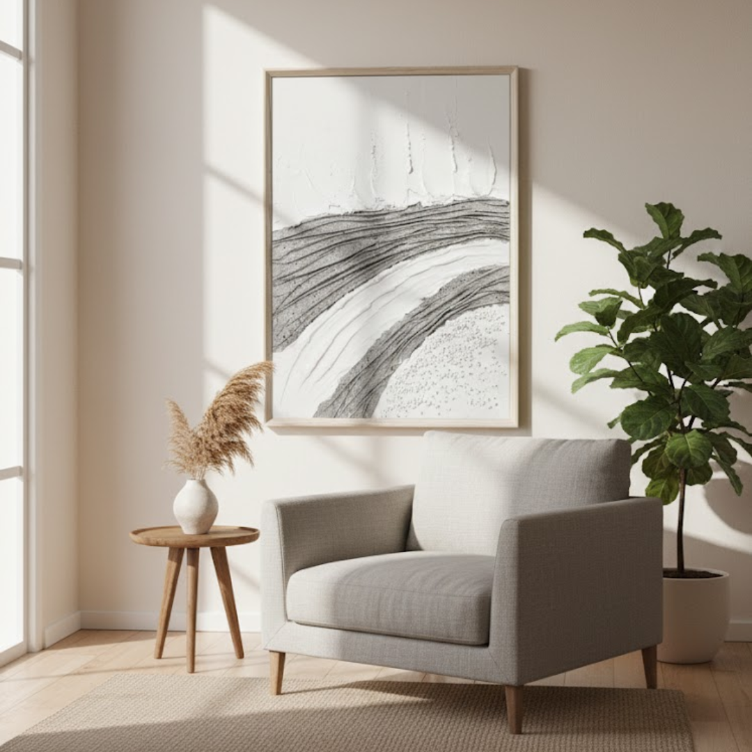 Tranquil Currents Handmade 3D Textured River Wall Painting