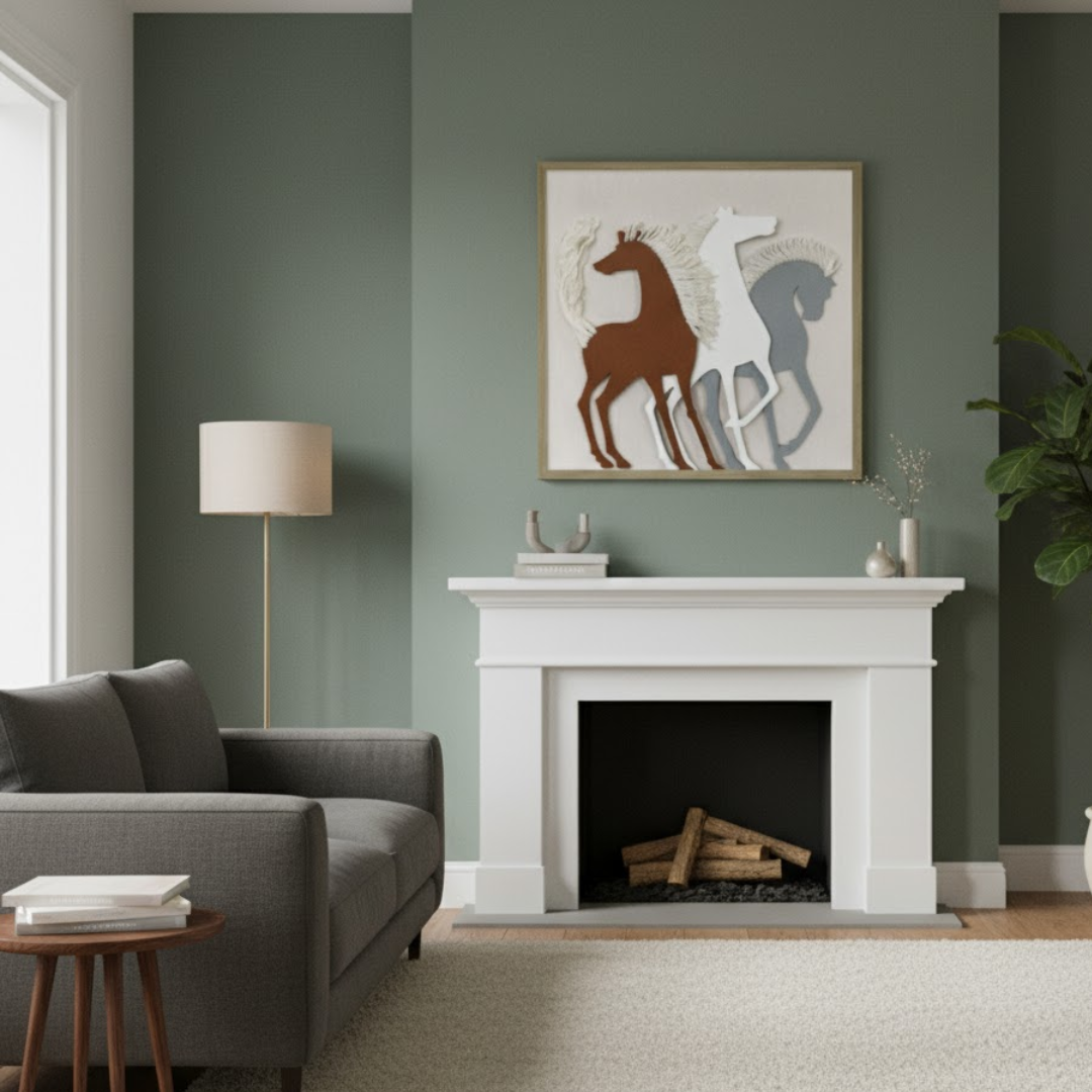 Gallop of Three Handmade 3D Textured Fiber Wall Art