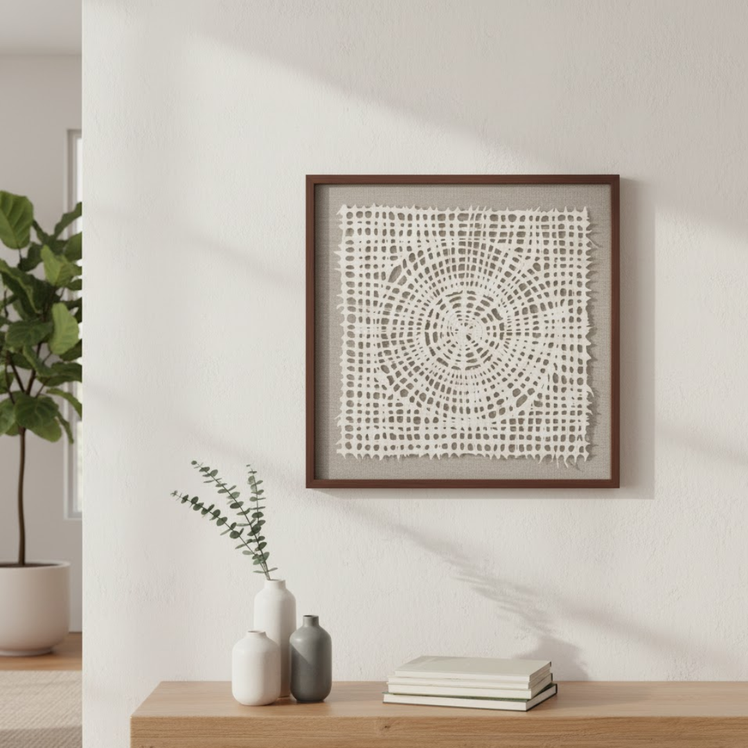 Ivory Orbit Handmade 3D Textured Wall Painting