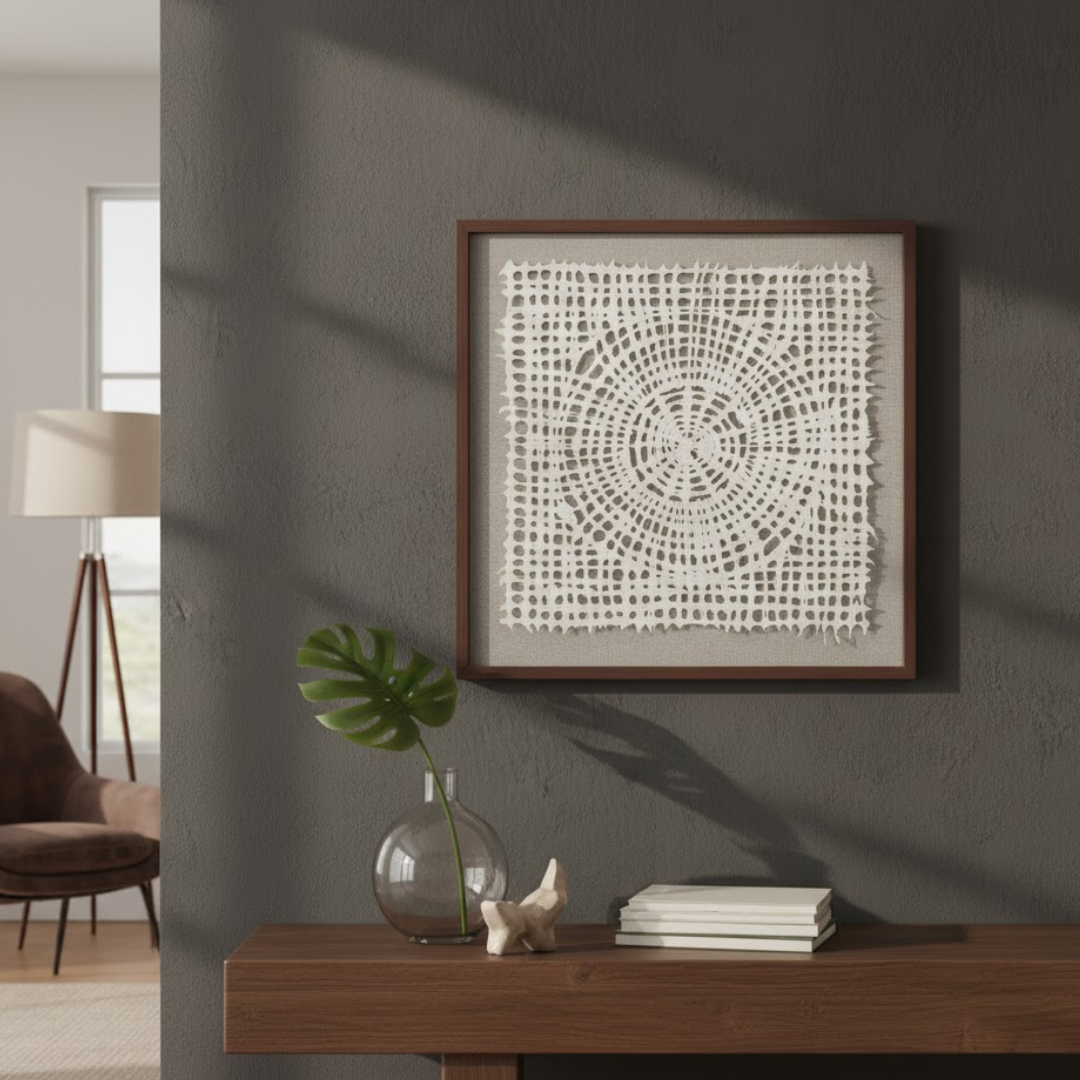 Ivory Orbit Handmade 3D Textured Wall Painting