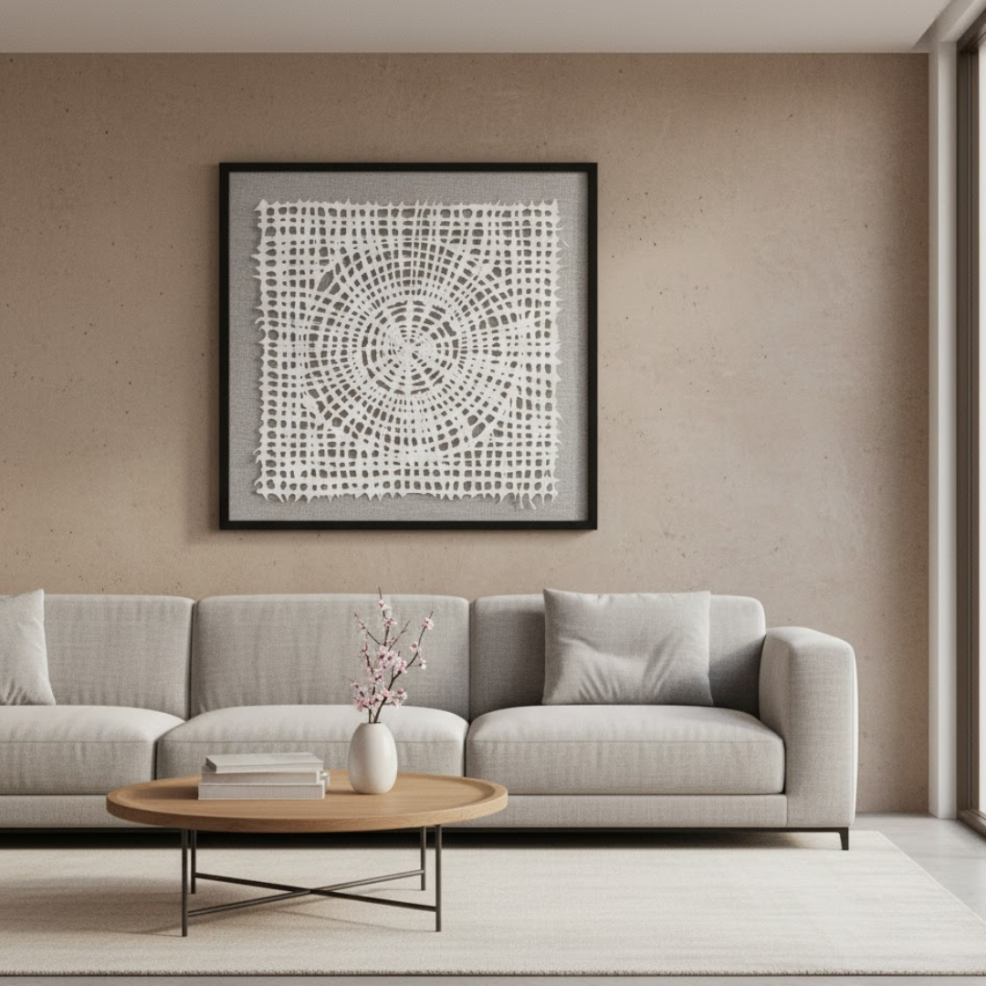Ivory Orbit Handmade 3D Textured Wall Painting