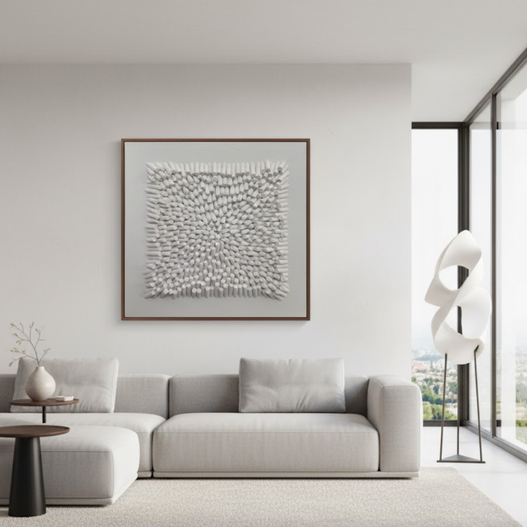Lunar Veil Handmade 3D Textured Wall Painting