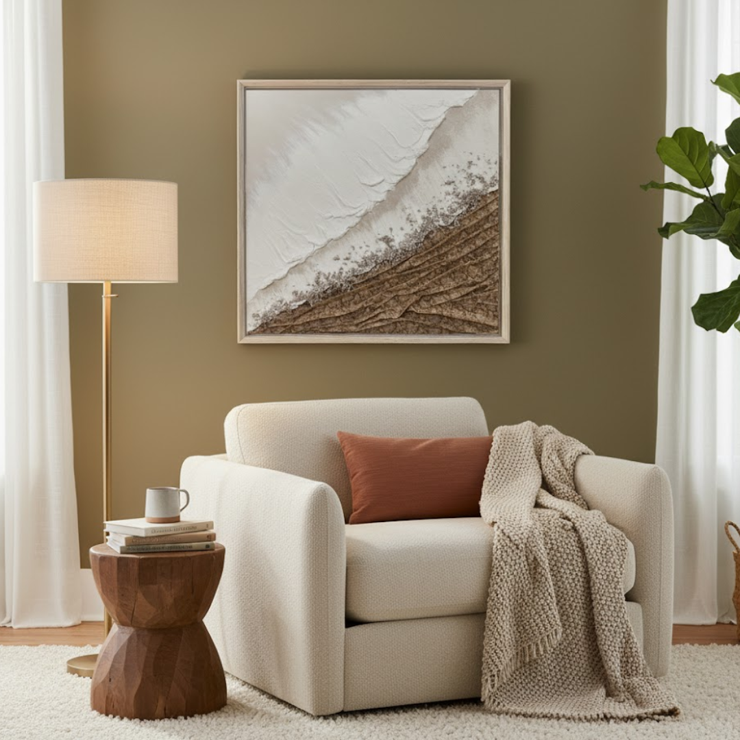 Shoreline Whisper Handmade 3D Textured Wall Painting