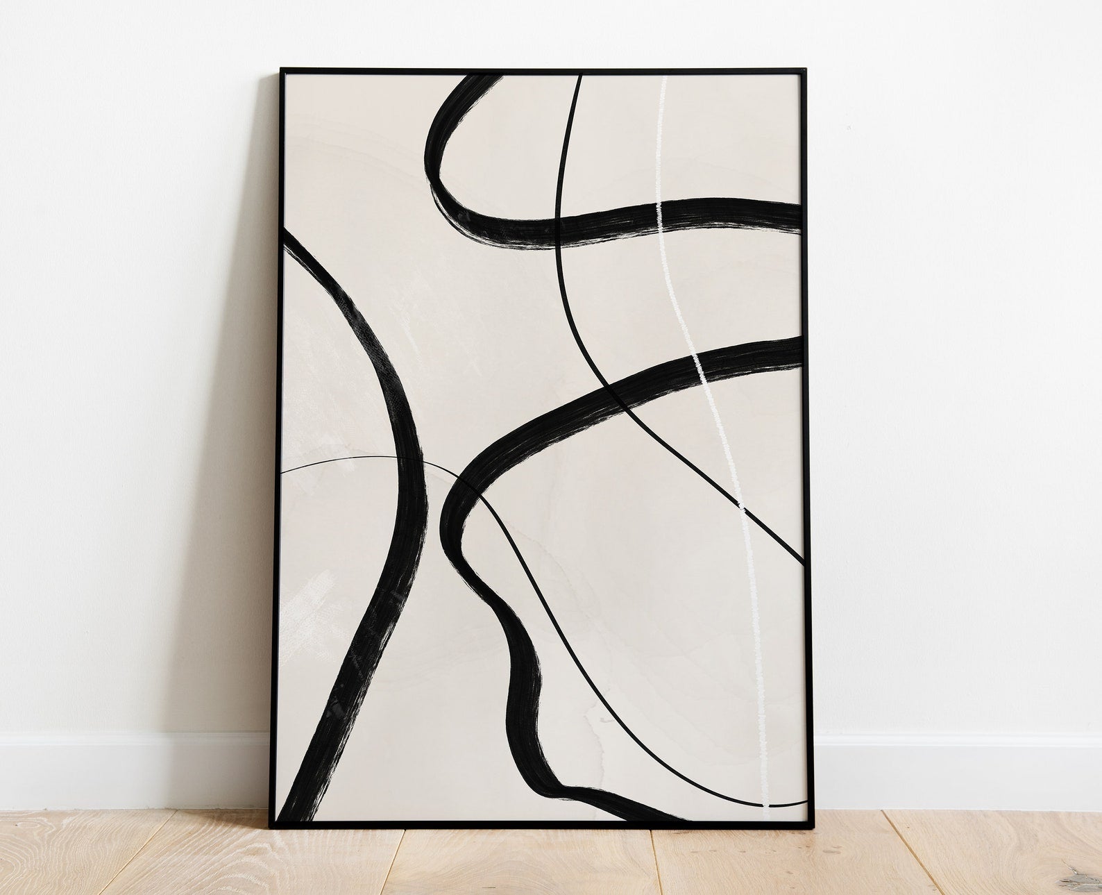 Beige Abstract Brush Stroke Digital Wall Painting