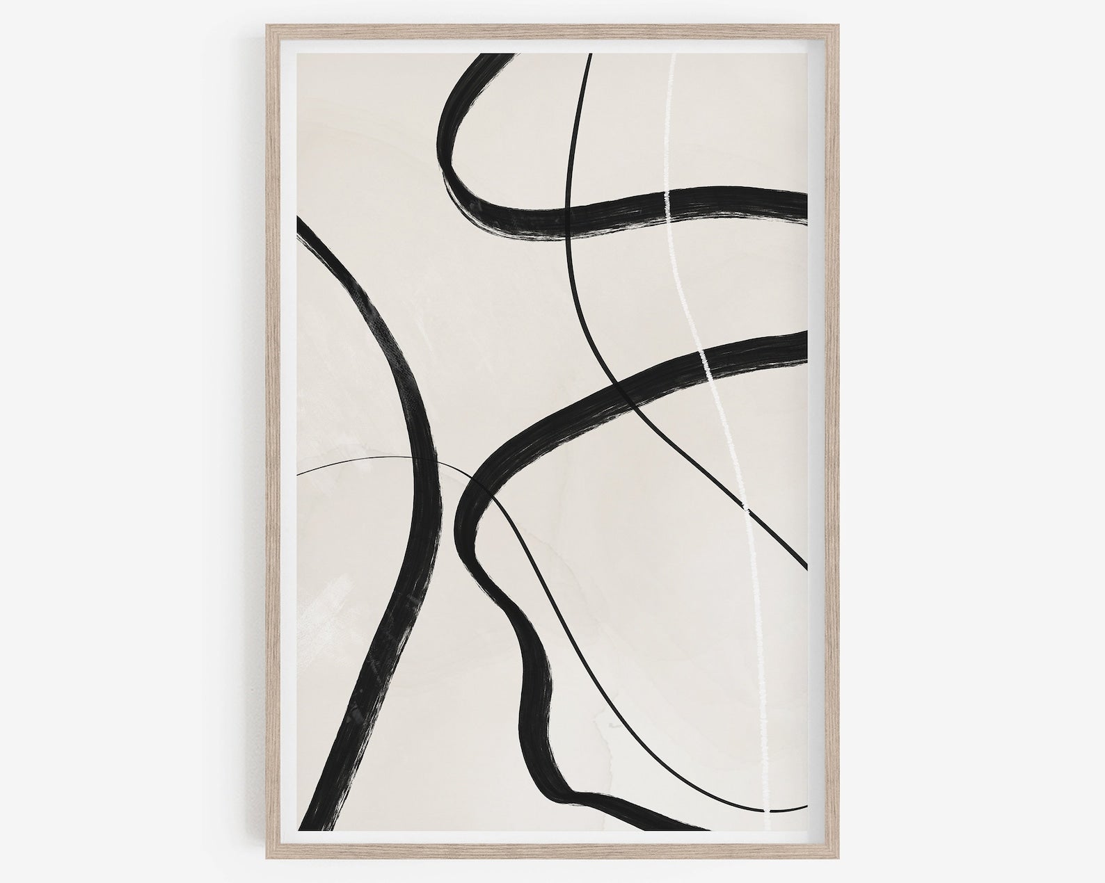 Beige Abstract Brush Stroke Digital Wall Painting