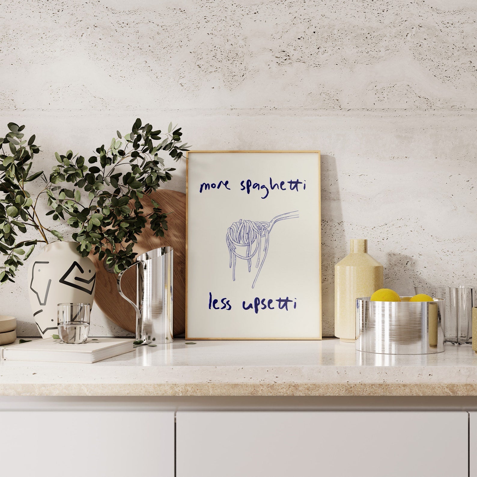 More Spaghetti Less Upsetti Digital Art Poster