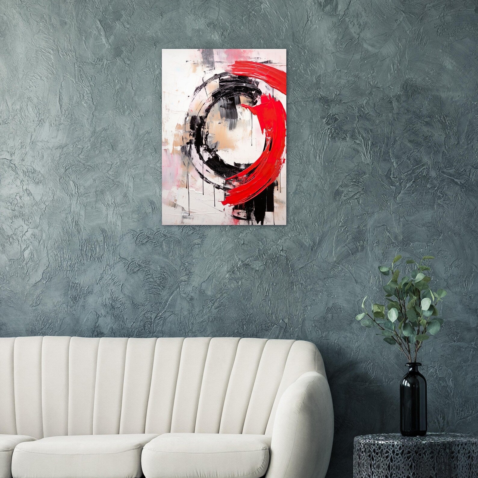 Crimson Motion Digital Wall Painting