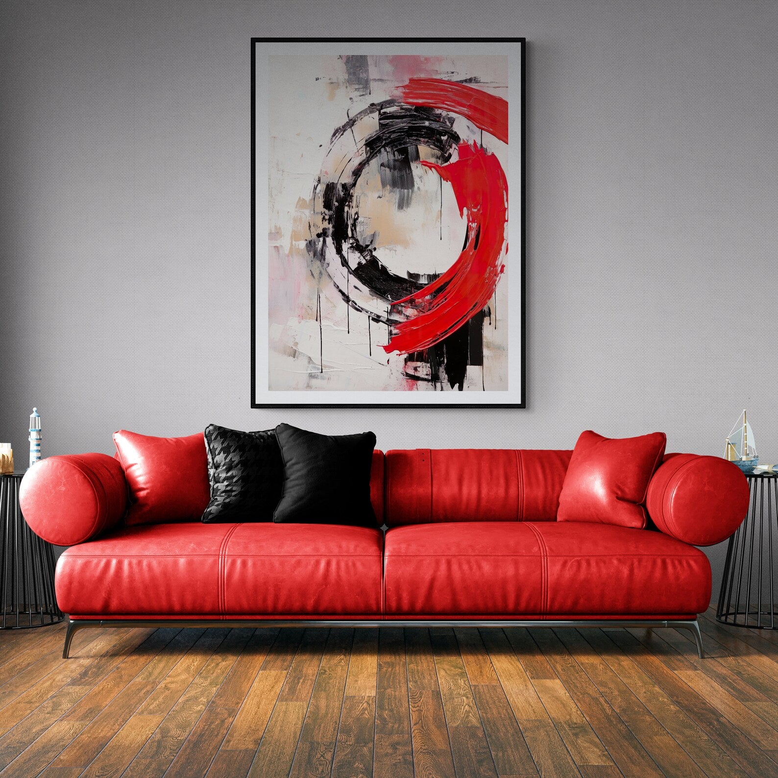 Crimson Motion Digital Wall Painting