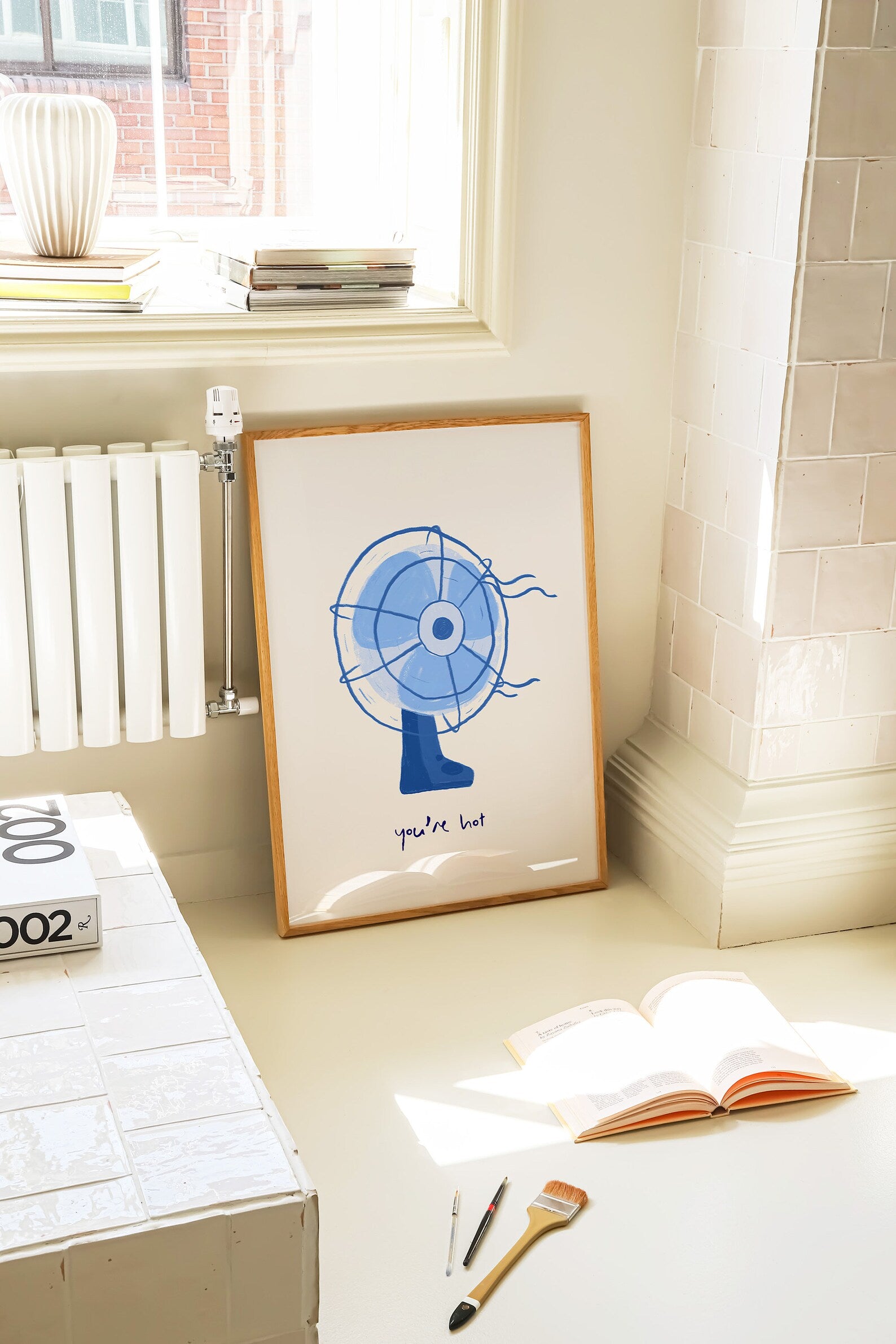 Hey, You’re Hot Blue Digital Art Poster