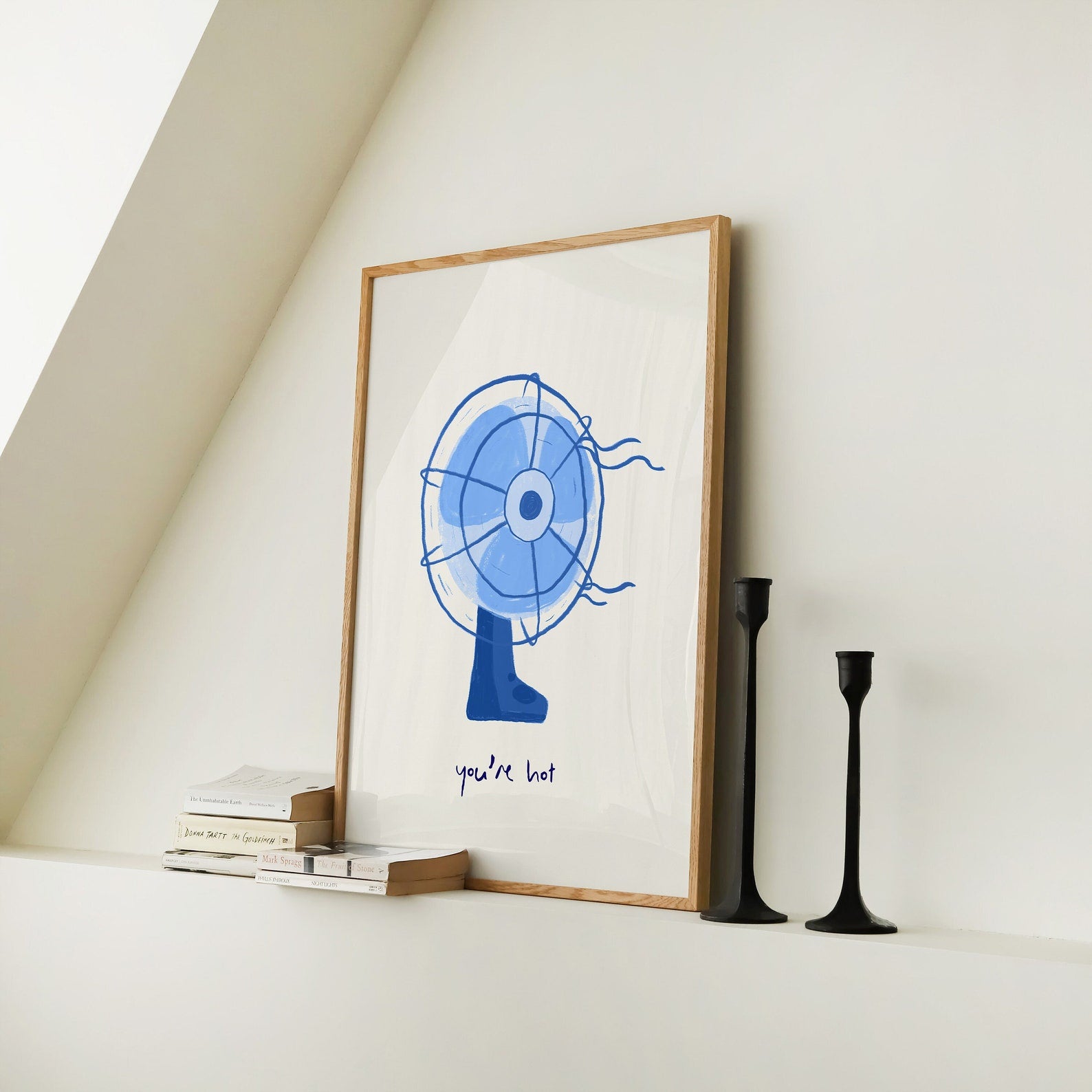 Hey, You’re Hot Blue Digital Art Poster