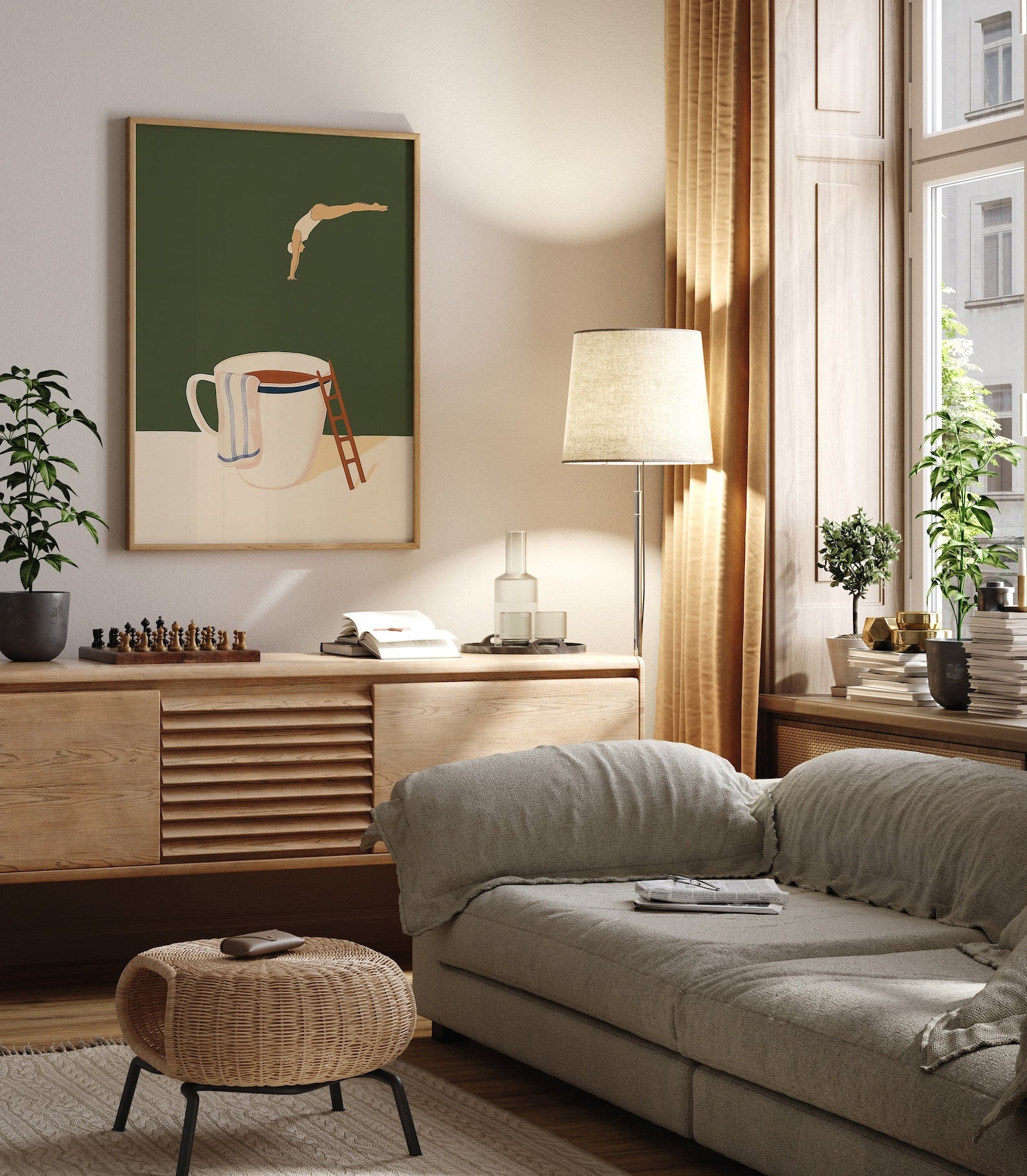 Coffee Diver Digital Art Poster