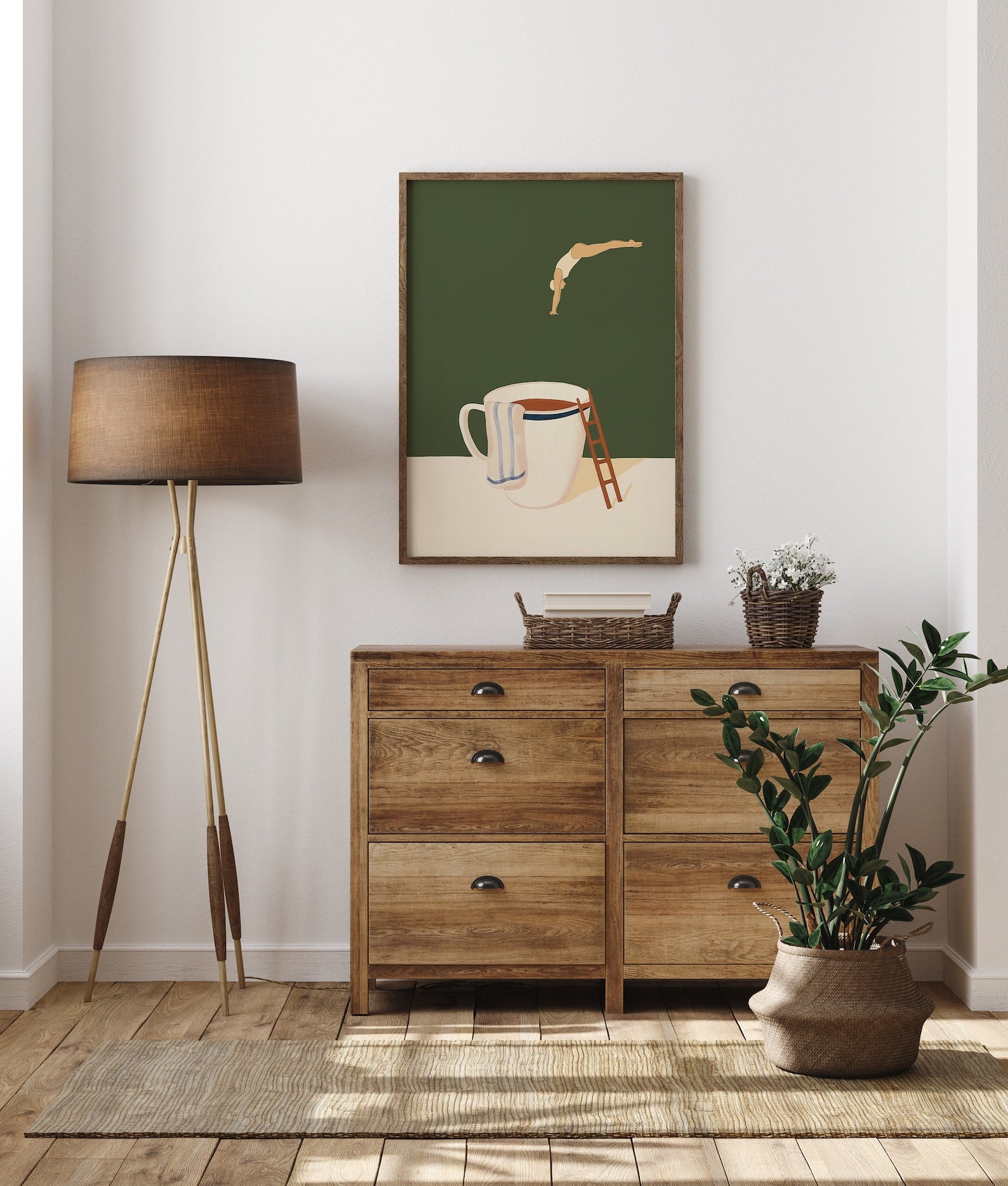 Coffee Diver Digital Art Poster