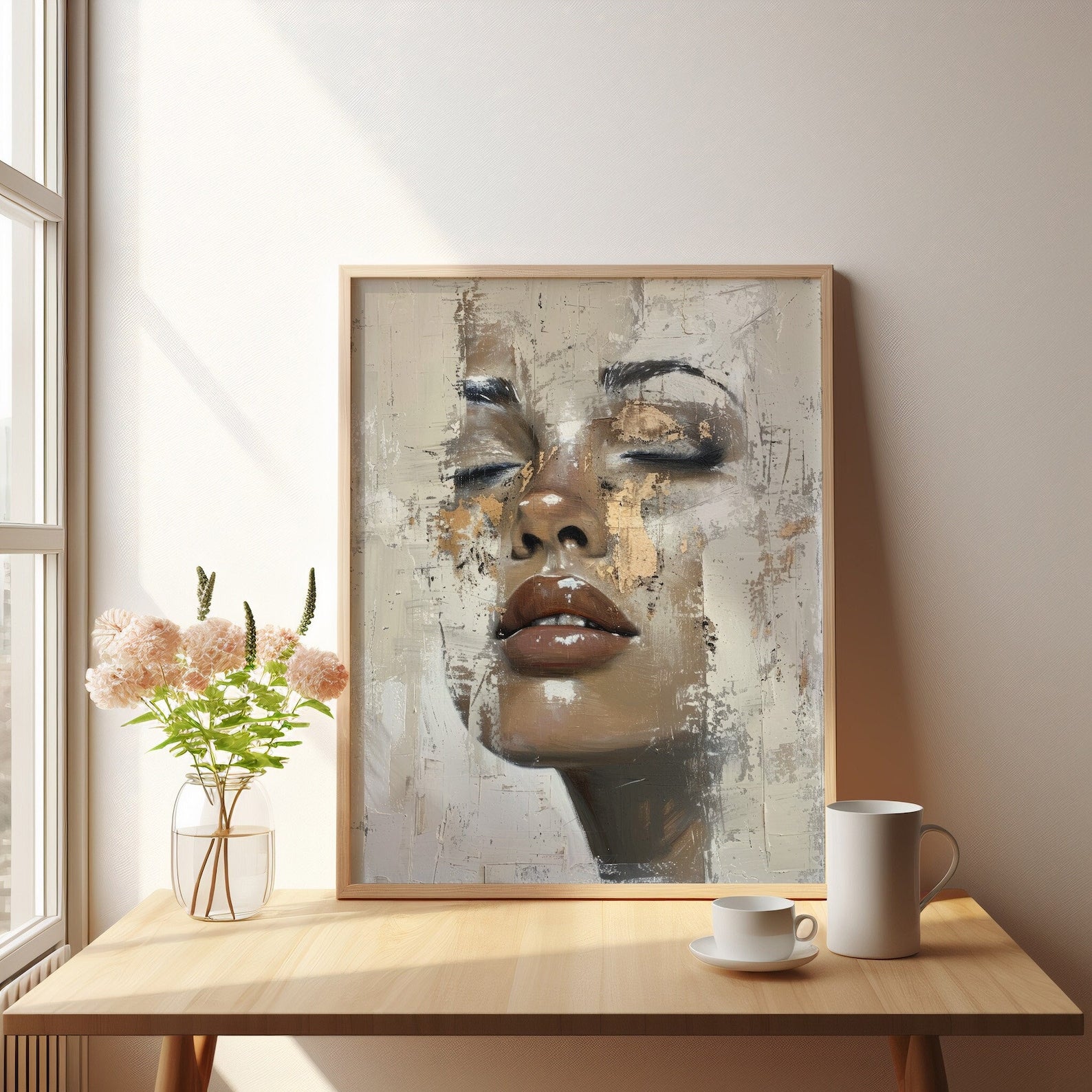 Abstract Woman Face Digital Wall Painting