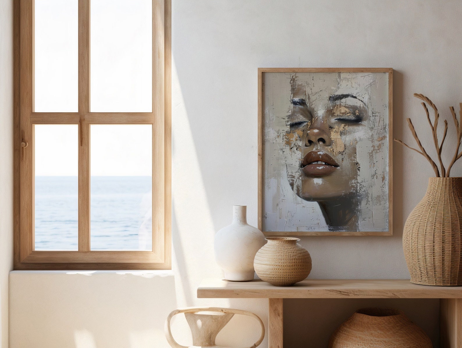 Abstract Woman Face Digital Wall Painting