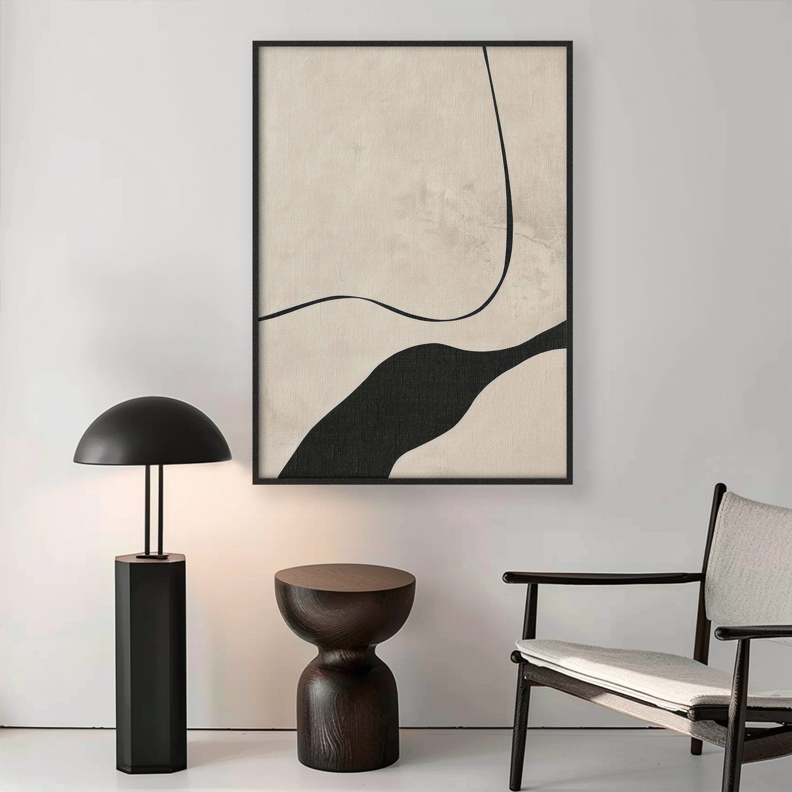 Beige Abstract Digital Wall Painting