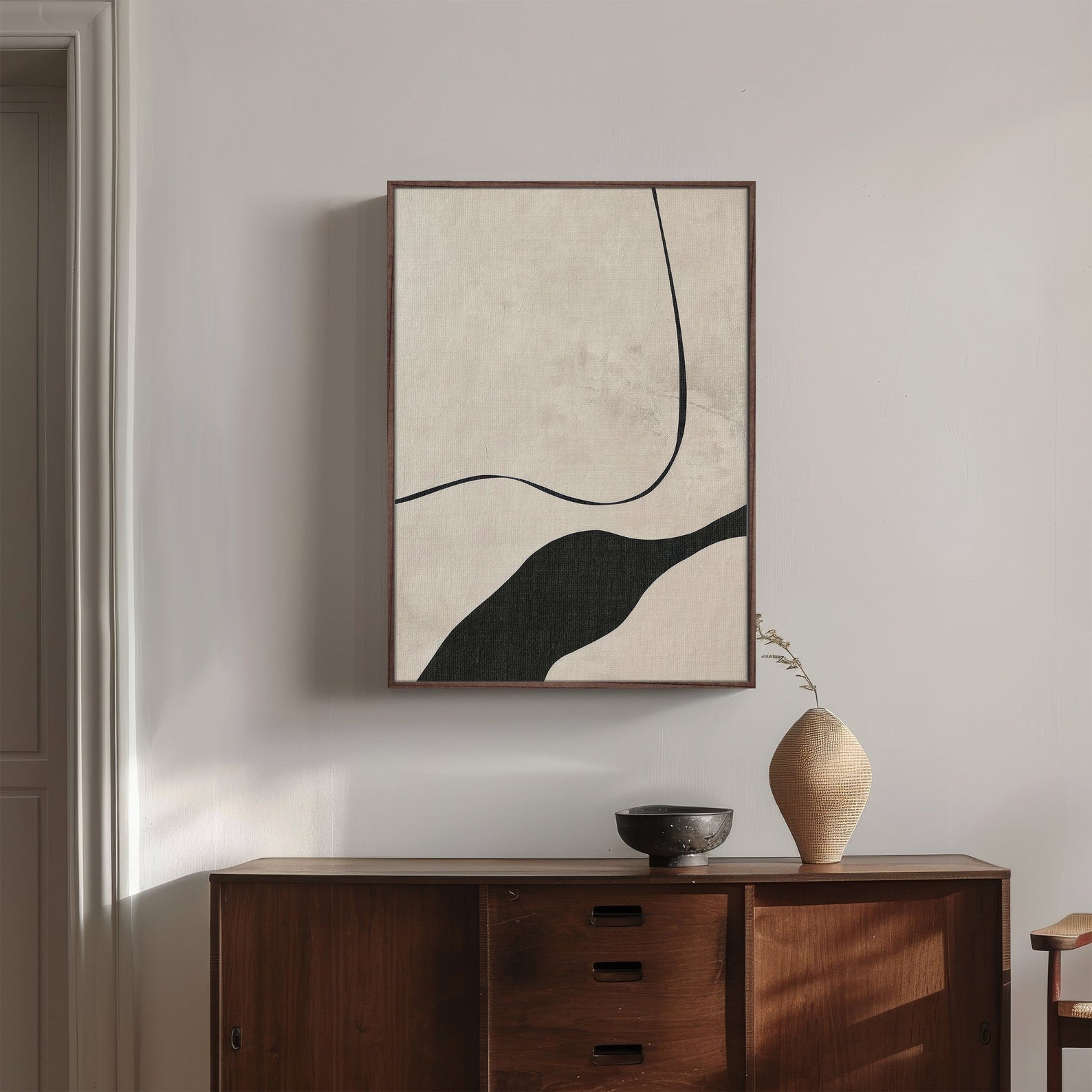 Beige Abstract Digital Wall Painting