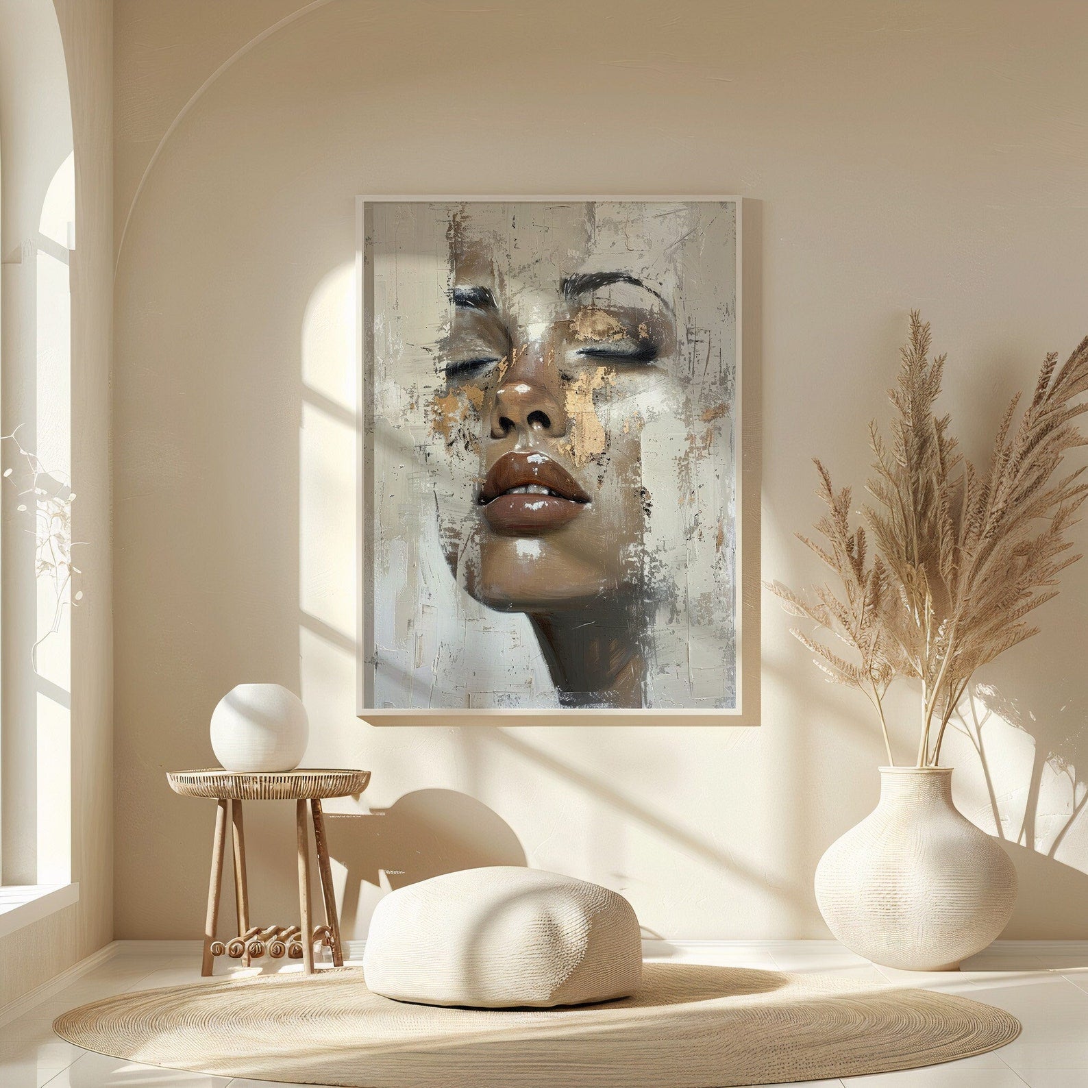 Abstract Woman Face Digital Wall Painting
