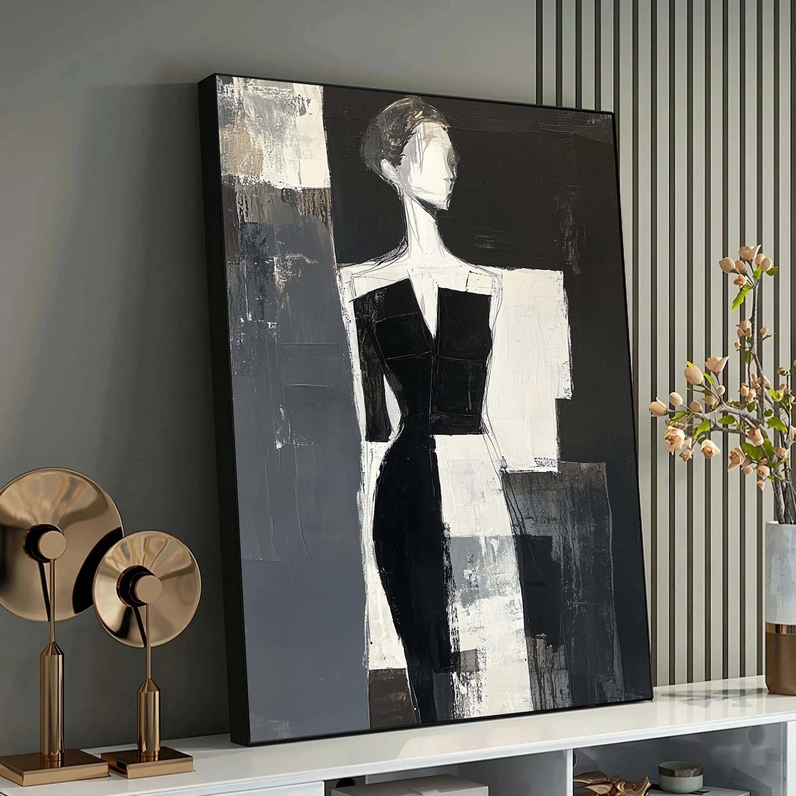 Abstract Muse Silhouette - Handmade Wall Painting