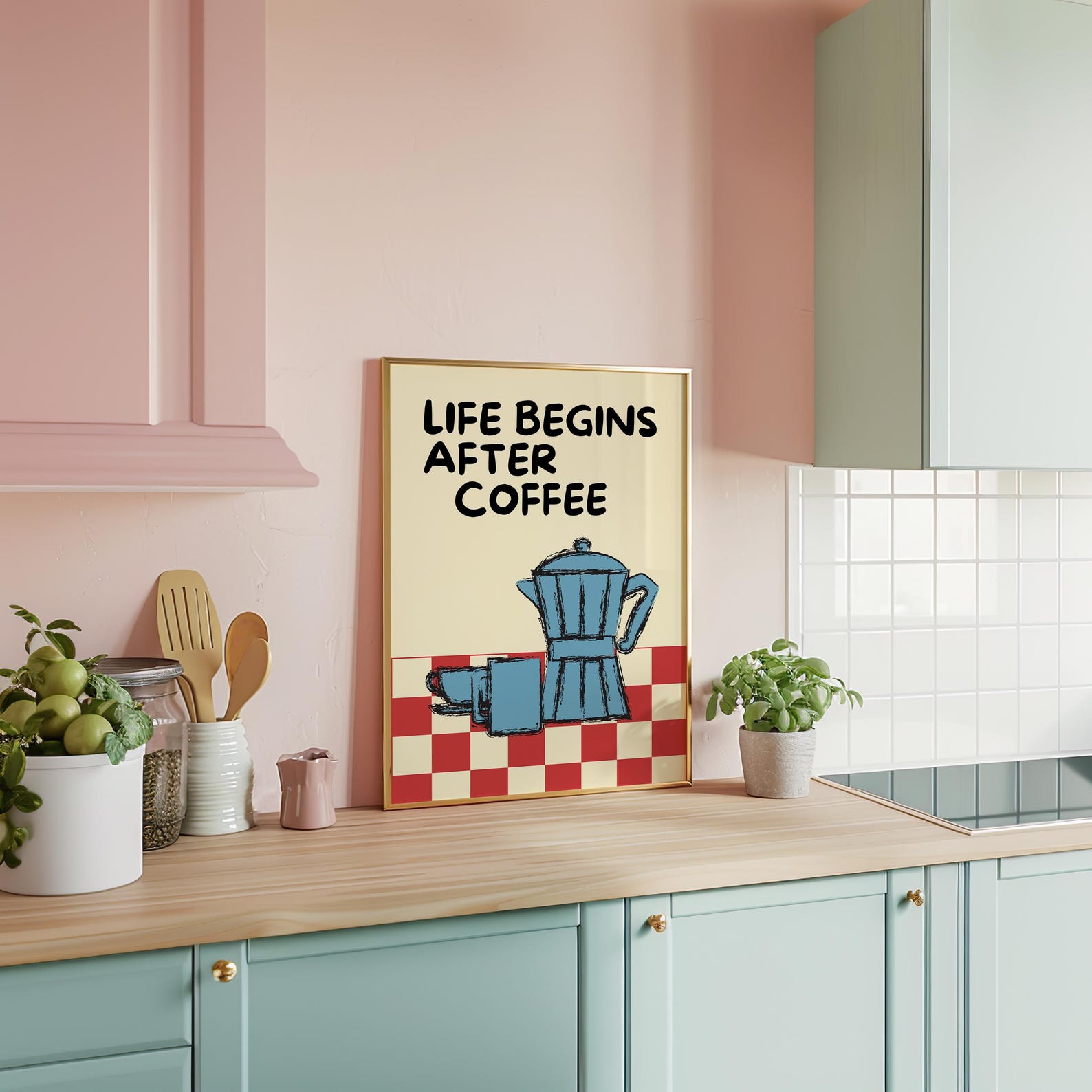 Life Begins After Coffee Digital Art Poster